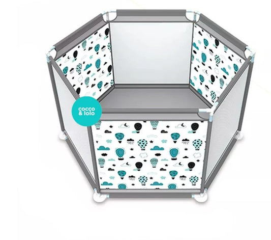 Corral De Juego Hexagonal Para Bebé Nubes