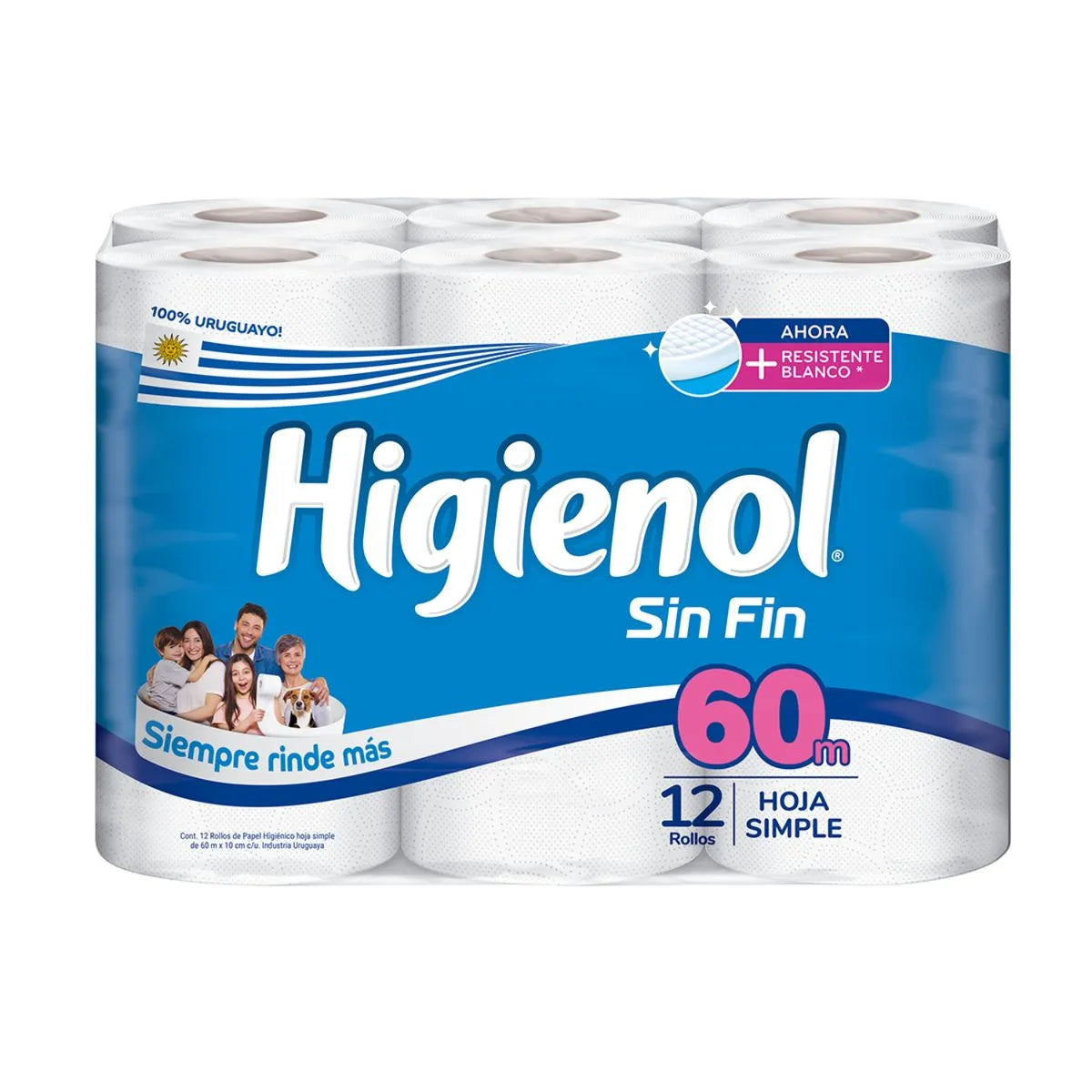 Papel Higiénico Higienol sin fin, 12 Rollos x 60 mts