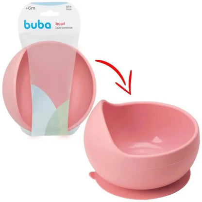 Bowl de Silicona con Ventosa Buba Rosado +6 Meses