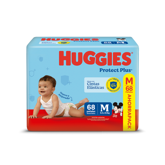 Pañales Huggies Protect Plus M - 68 unidades