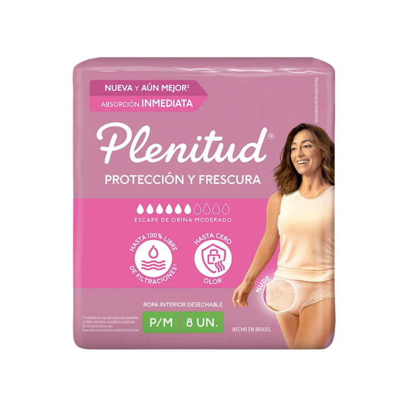 Pañales para Adultos Plenitud Femme Pants P/M - 8 Unidades