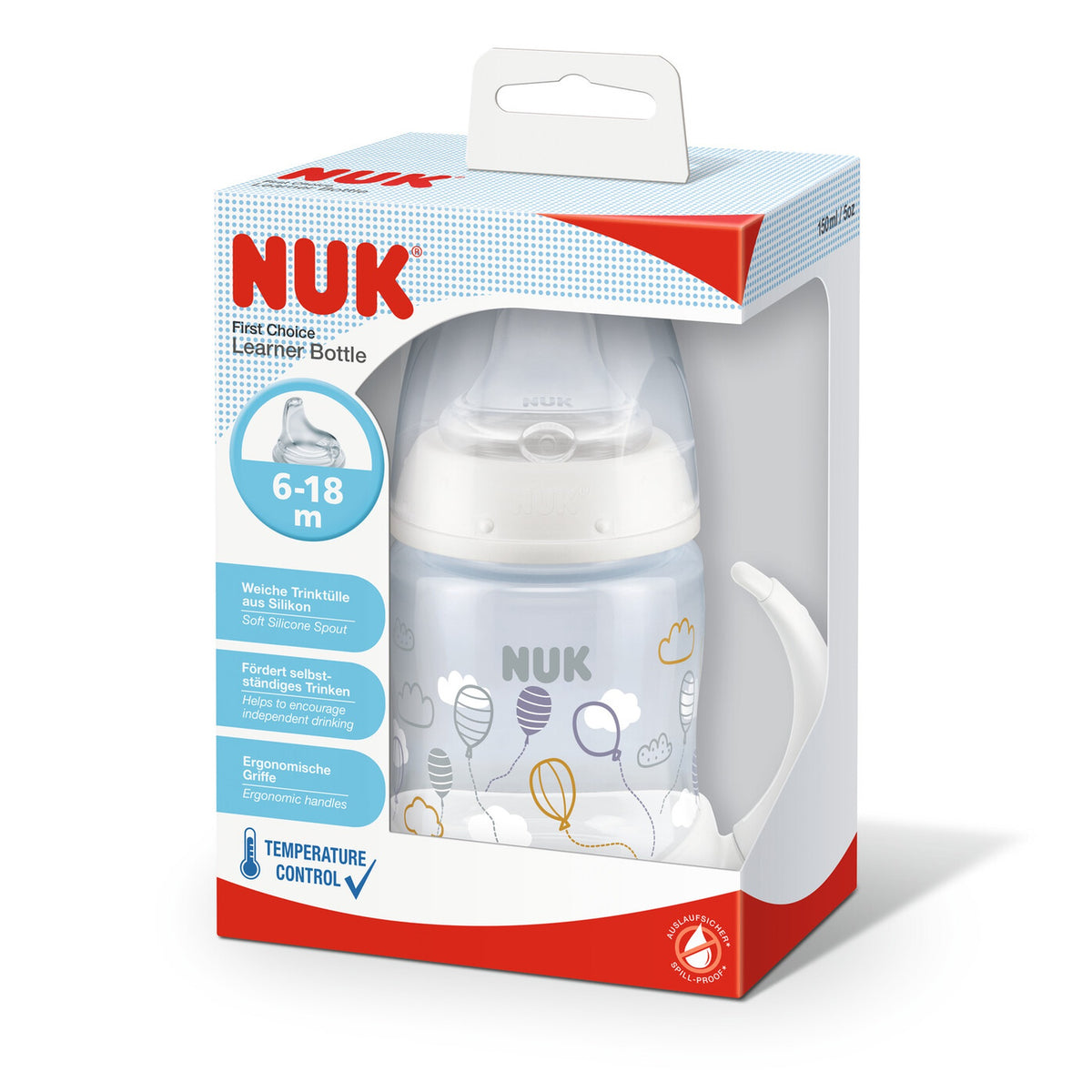 Vaso de Aprendizaje NUK First Choice 150 ml con Control de Temperatura +6 Meses