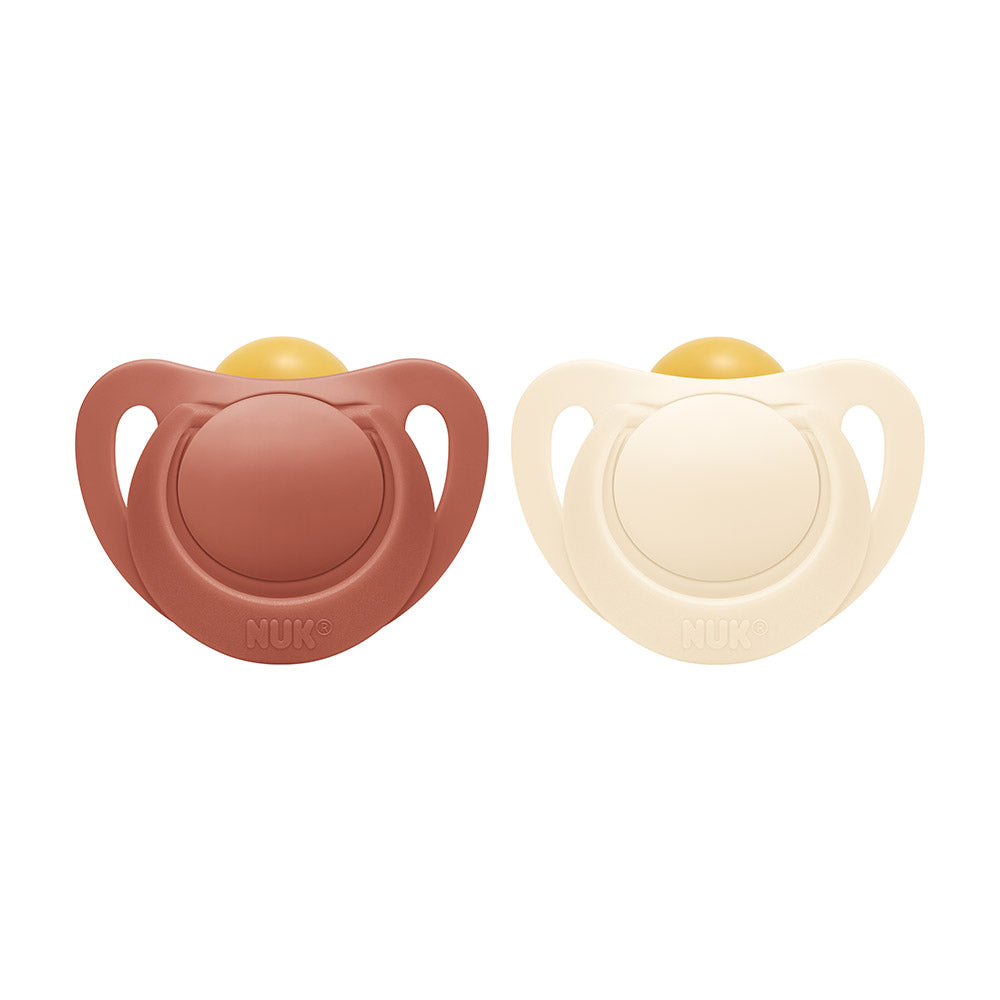 Chupetes de Látex NUK For Nature para Bebé de 0 a 6 Meses x 2 Unidades Crema y Teja Mate