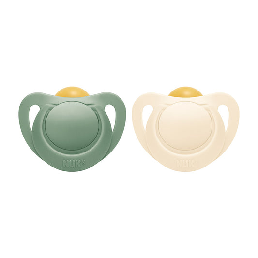 Chupetes de Látex NUK For Nature para Bebé de 0 a 6 Meses x 2 Unidades Crema y Verde Mate