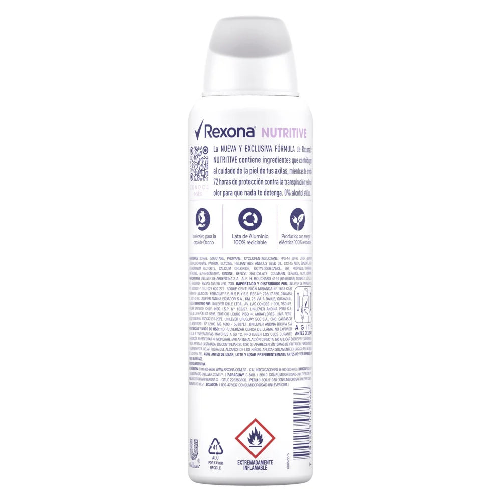 Antitranspirante en Aerosol Rexona Woman Nutritive 150 ml