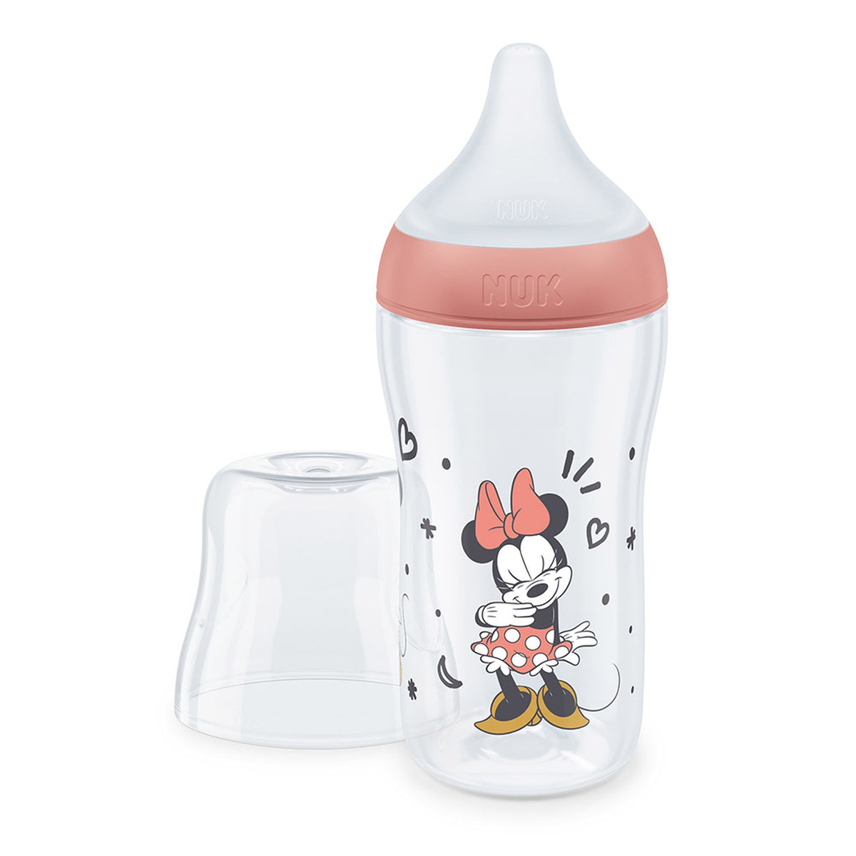 Mamadera NUK Perfect Match 260 ml Minnie Mouse Rojo con Tetina Orificio M +3 Meses