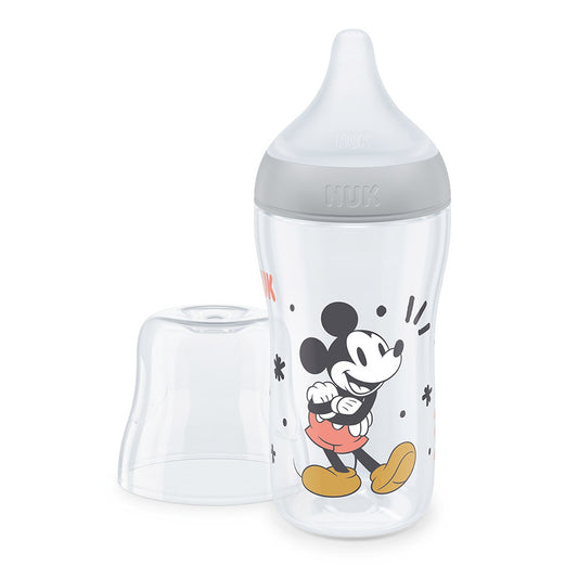 Mamadera NUK Perfect Match 260 ml Mickey Mouse Gris con Tetina Orificio M +3 Meses