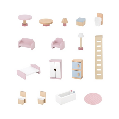 Casita de Muñecas de Madera Polar B Rosa