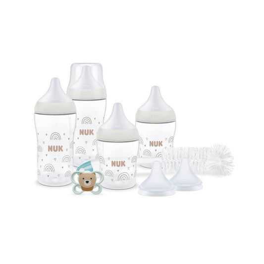 Set Completo NUK Perfect Match Start Rainbow 4 Mamaderas + 2 Tetinas + 1 Chupete + Cepillo de 0 a 6 Meses
