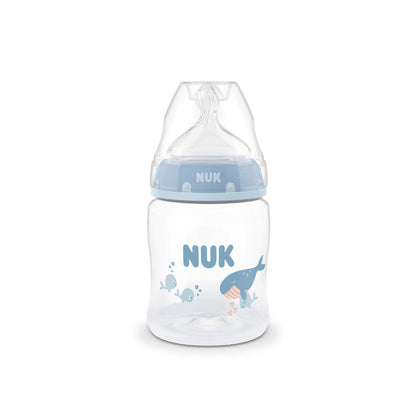 Mamadera NUK First Choice 150 ml Tetina de Silicona Flujo S Ballena Azul +0 Meses