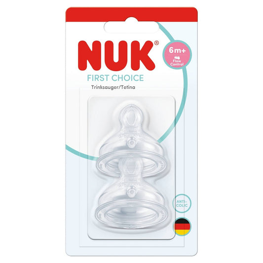 Tetinas de Silicona NUK First Choice Flow Control +6 Meses - 2 Unidades
