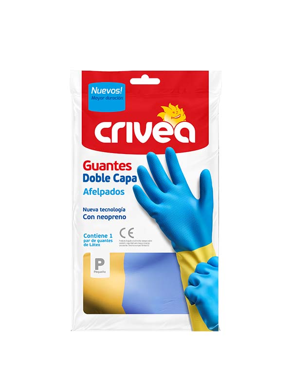 Guantes De Látex Para Limpieza Doméstica Crivea Doble Capa Con Neopreno Talle M