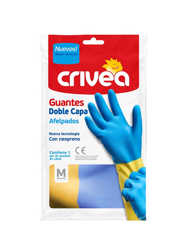 Guantes De Látex Para Limpieza Doméstica Crivea Doble Capa Con Neopreno Talle M