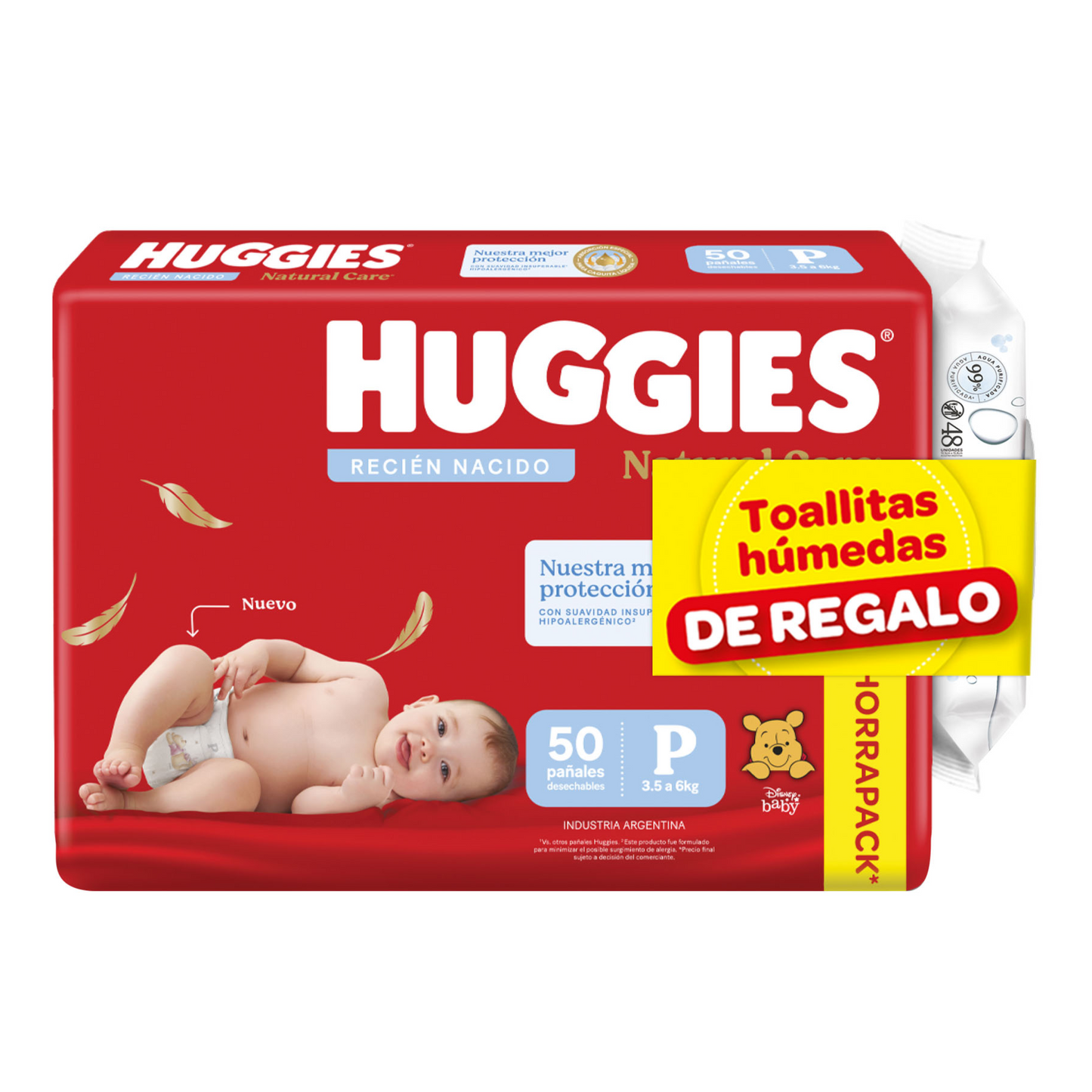 Huggies Natural Care Supreme P - 50 unid + Toallitas Húmedas