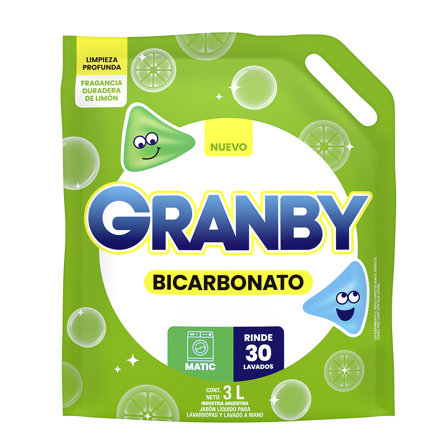 Jabón Líquido de Ropa Granby Bicarbonato 3L Limón