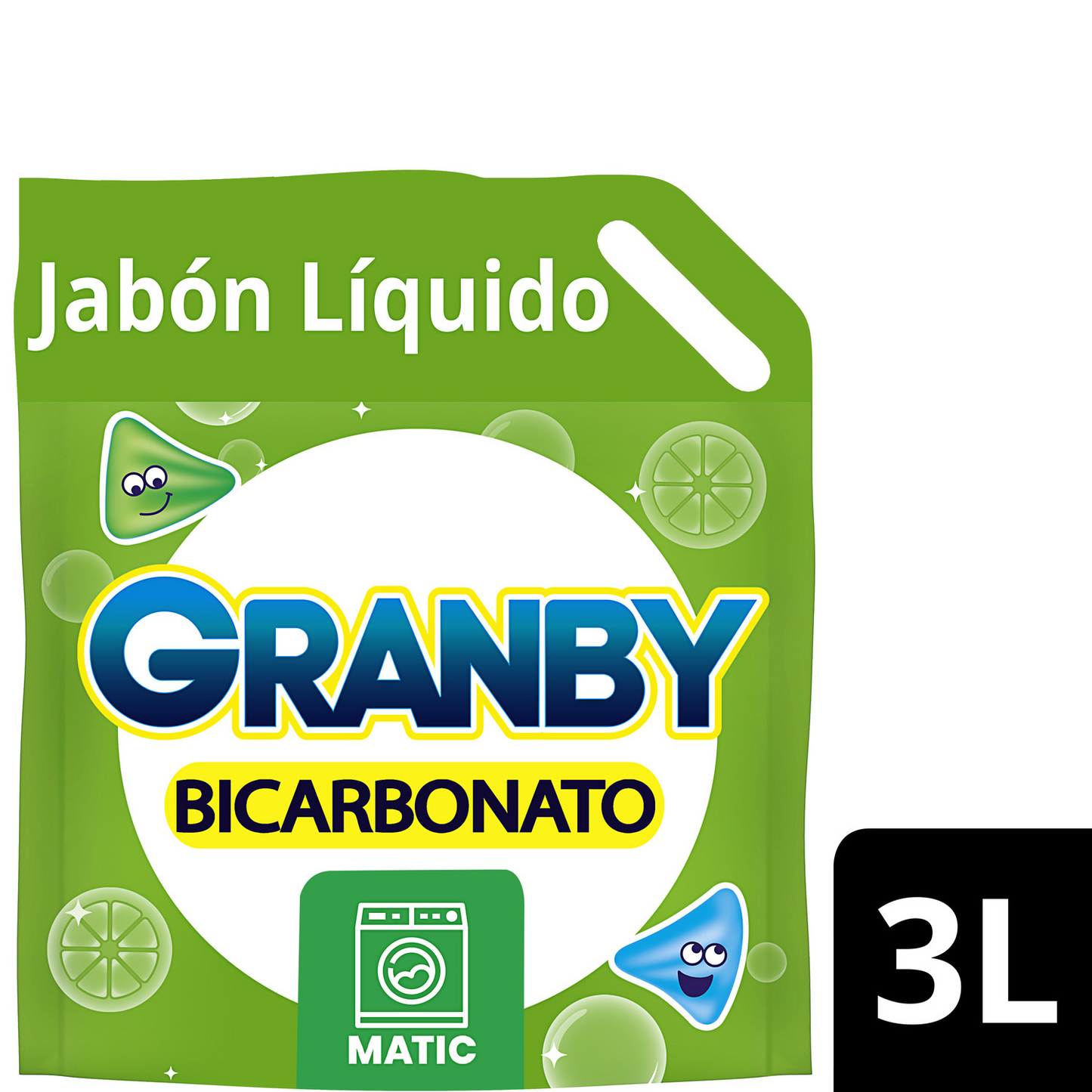 Jabón Líquido de Ropa Granby Bicarbonato 3L Limón