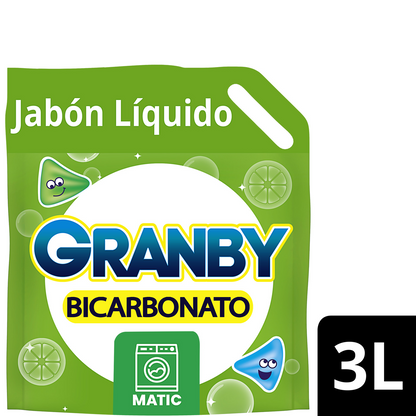 Jabón Líquido de Ropa Granby Bicarbonato 3L Limón