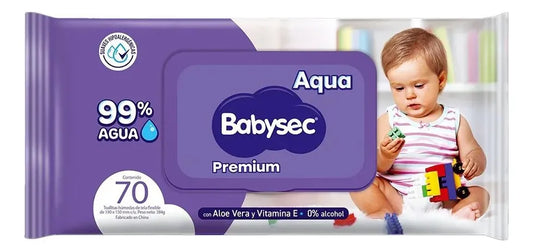 Toallitas Húmedas Babysec Premium Aqua Con Tapa - 70unidades