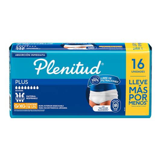 Ropa interior Plus G/XG Plenitud - 16 unidades
