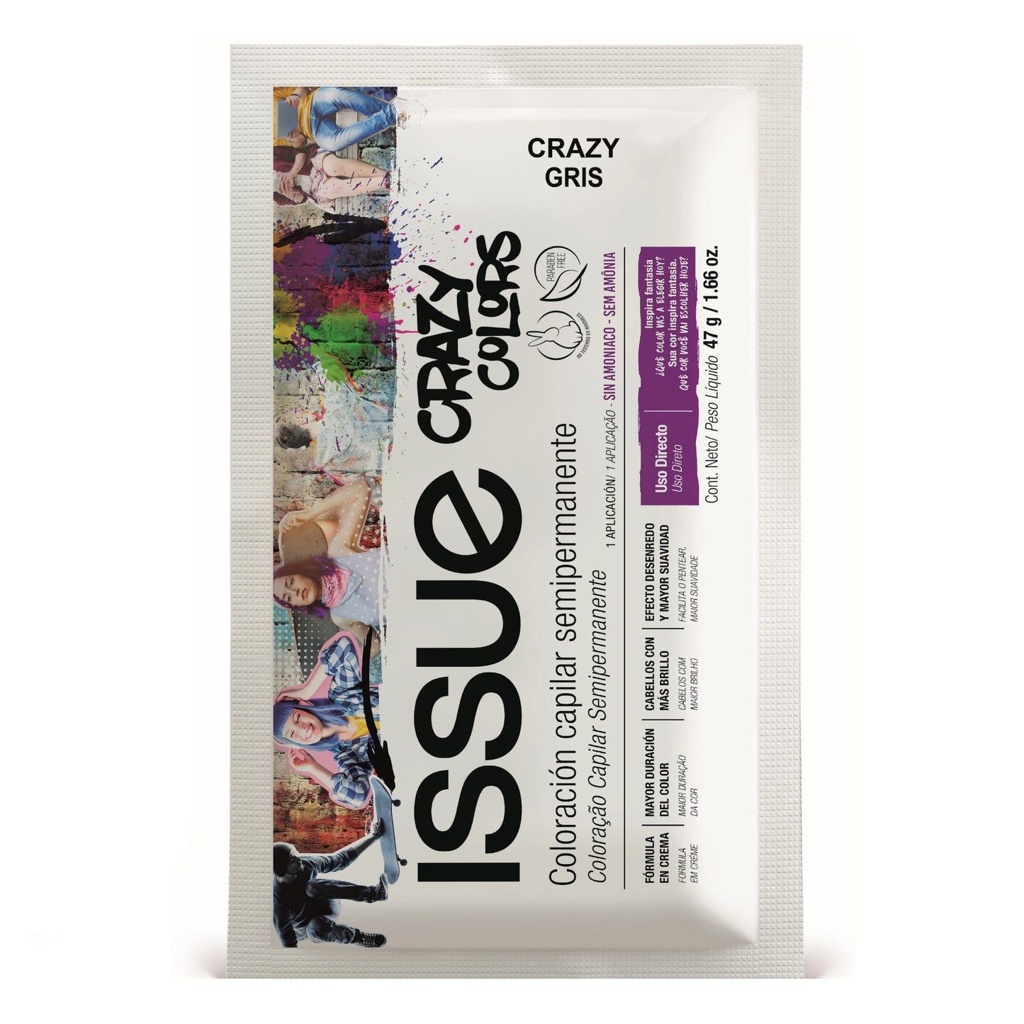 Tinta Coloración Capilar Issue Crazy Colors Gris 47g