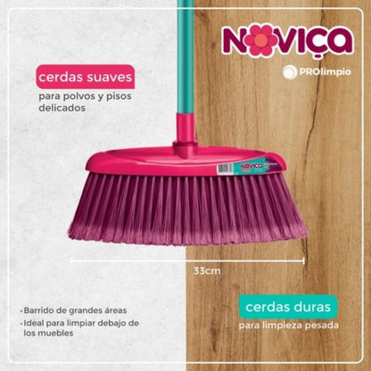 Cepillo para escoba Novica Max Rosa y verde agua
