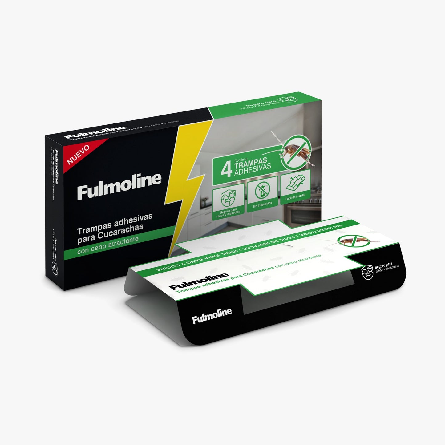 Trampas Adhesivas Anti Cucarachas con Cebo Atractante Fulmoline - 4 unidades