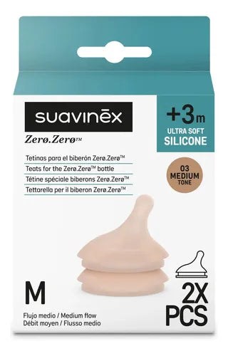 Tetina Flujo A Zero Zero Tono Medium Suavinex - 2 Unidades