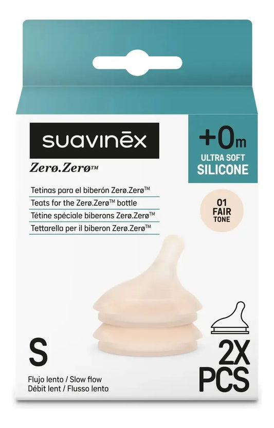 Tetina Zero Flujo S (Lento) Silicona Suavinex Talle 0+ - 2 Unidades