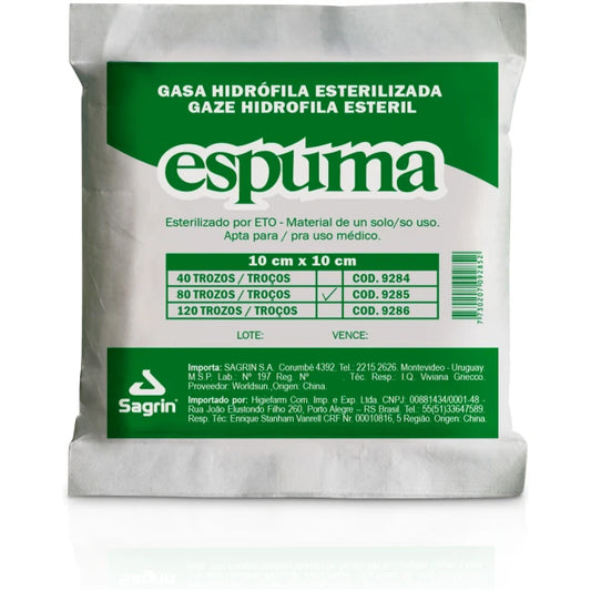 Gasa Esteril Espuma 80 Trozos 10x10