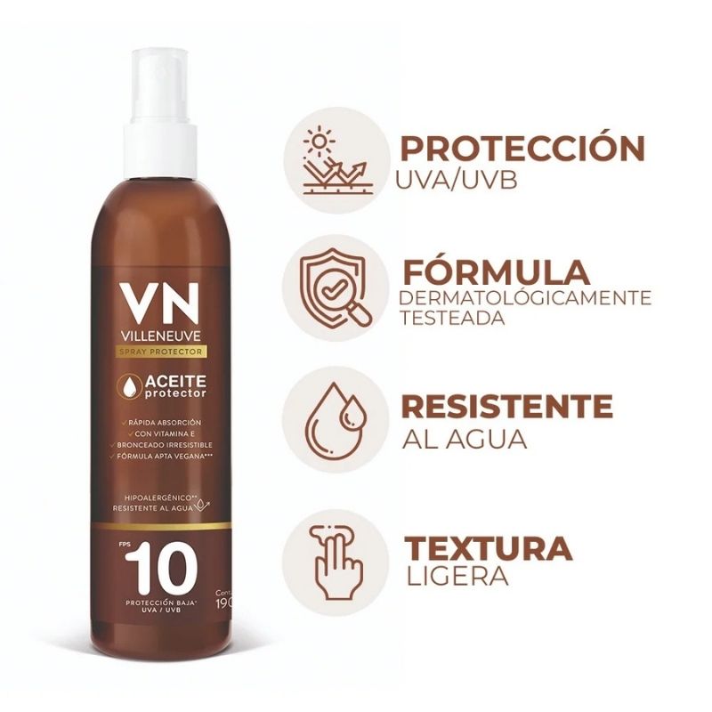 Aceite Solar Villeneuve En Spray Fps 10 - 190ml