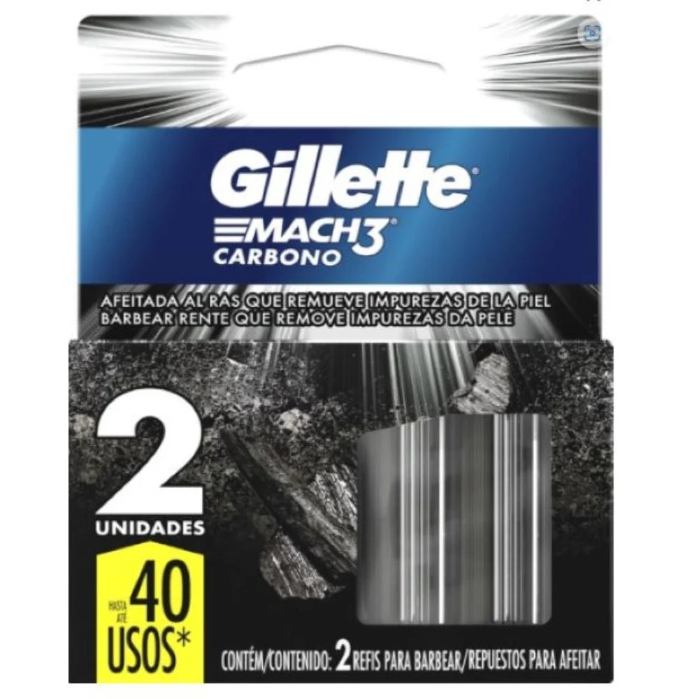 Repuesto Máquina de Afeitar Gillette Mach3 Carbono 2 Unidades