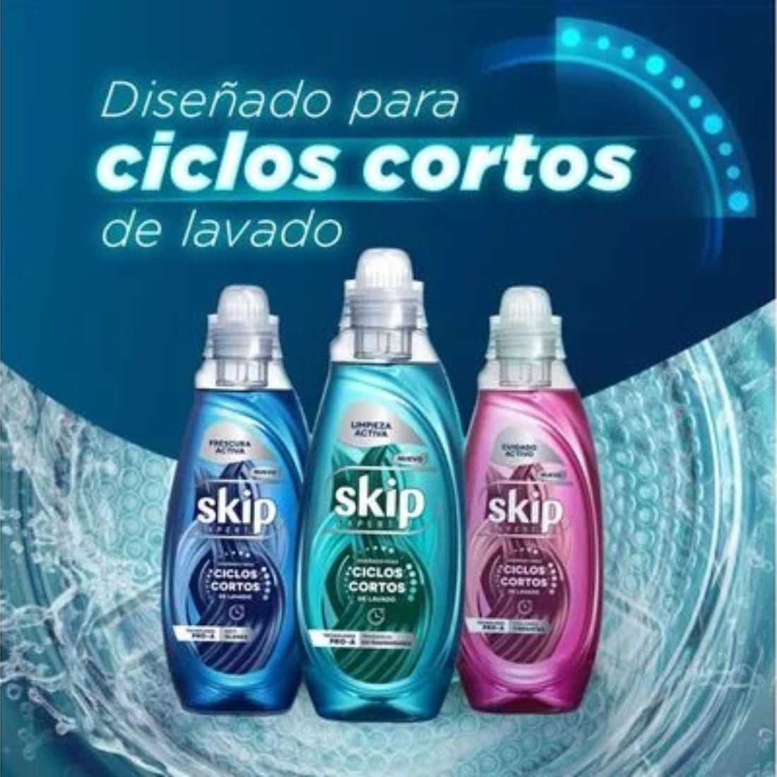 Jabón Líquido Concentrado SKIP Cuidado Activo Ciclos Cortos 800 ml