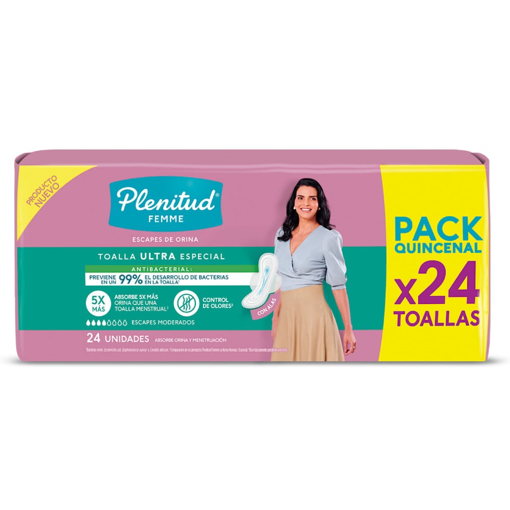 Toallas para Incontinencia Plenitud Femme Ultra 24 Unidades