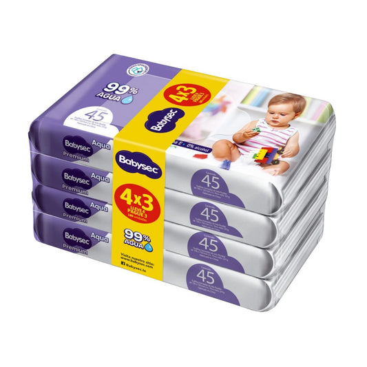 Babysec premium toallas humedas Agua x 180 unidades