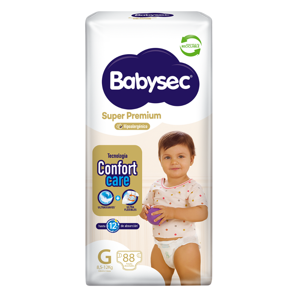 Pañales BabySec Super Premium G - 88 pañales