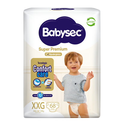 Pañales BabySec Super Premium XXG - 68 pañales