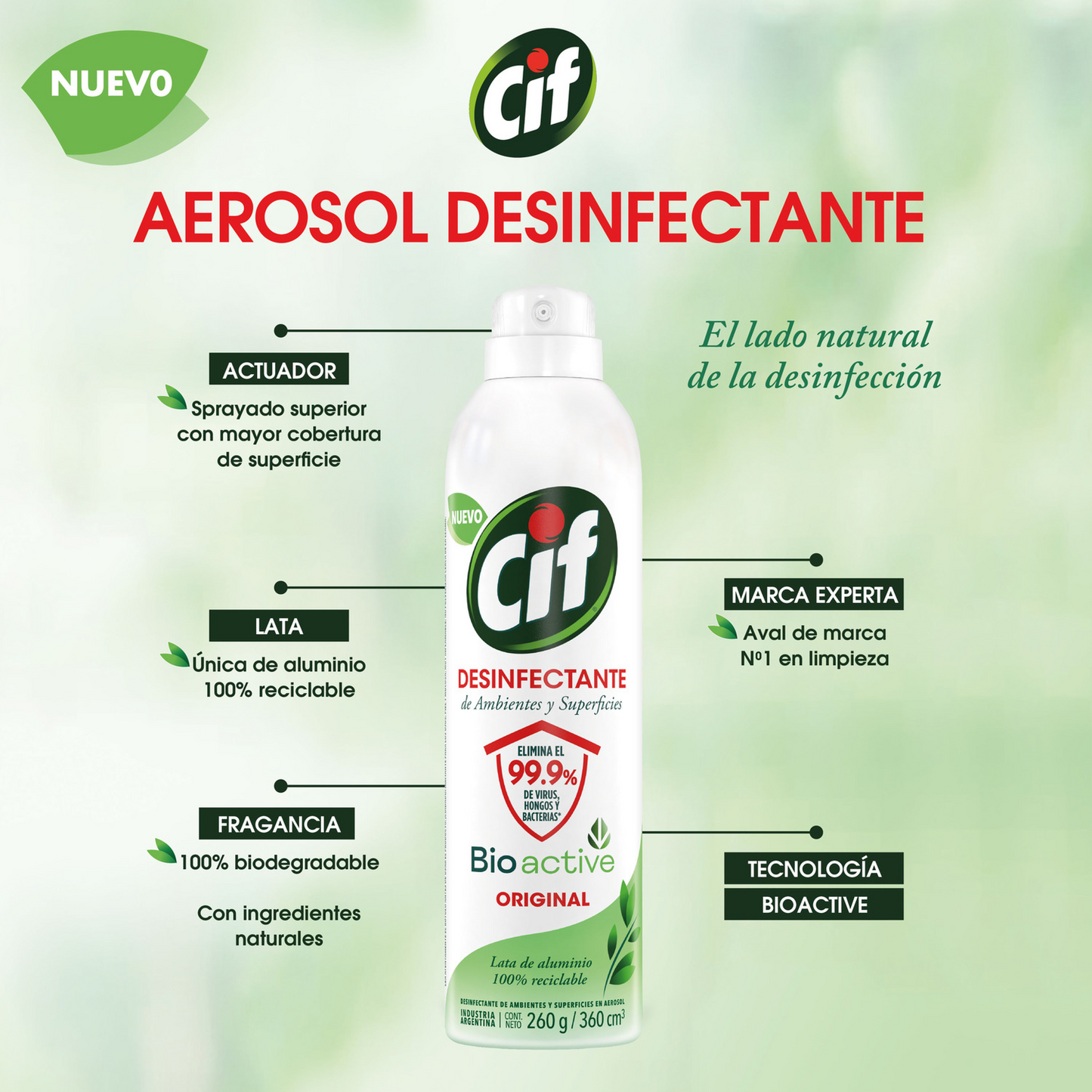 Desinfectante Aerosol Frescura Cif 360 Ml.