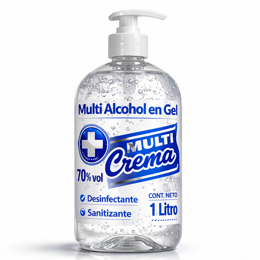 Alcohol En Gel 70% Multi Crema 1 Litro Con Dosificador