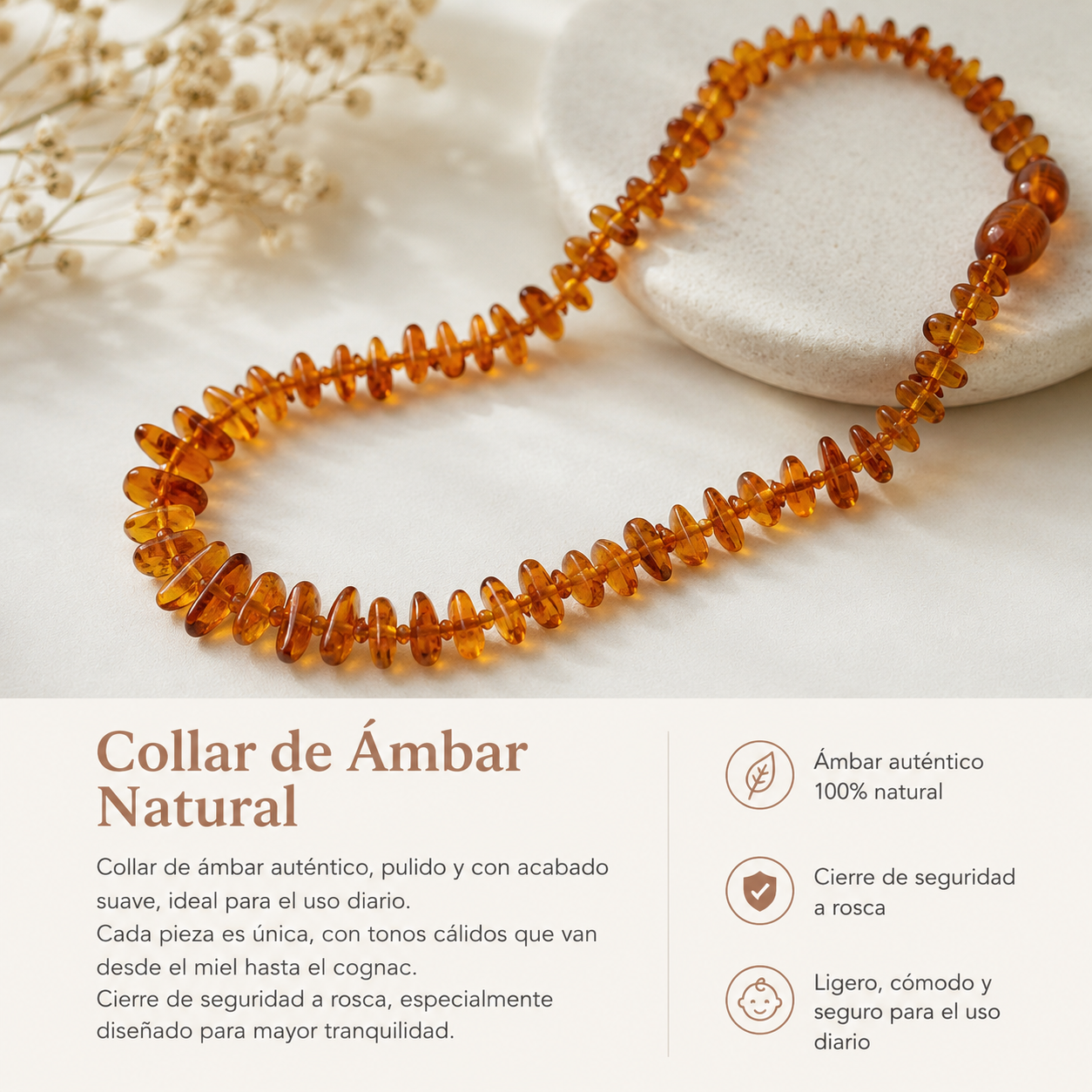 Collar Ámbar Natural - Color Marrón