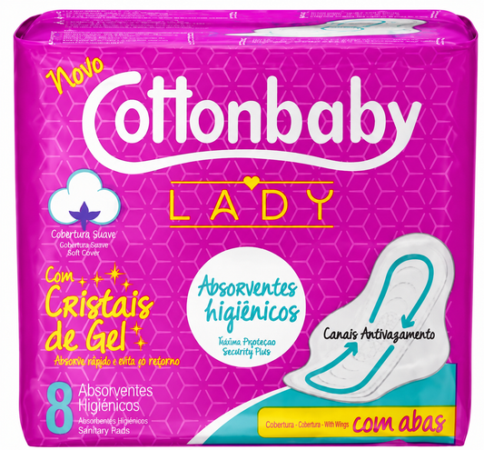Toallitas Femeninas Cottonbaby con Alas - 8 Unidades