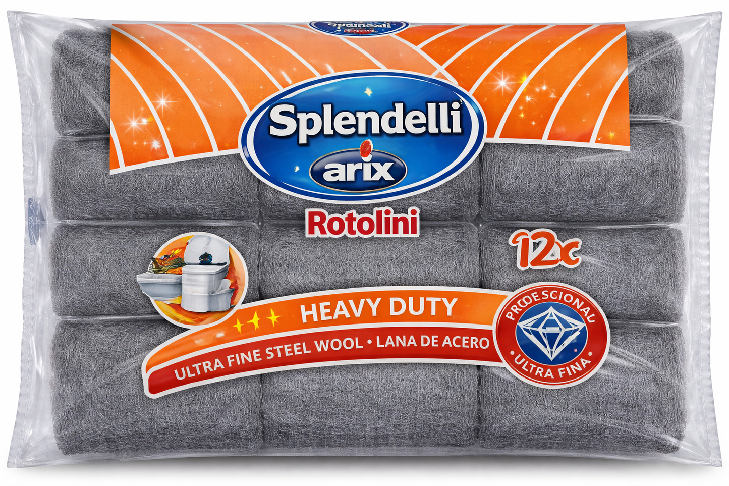 Rollos de Lana Arix Ultrafino de Acero - 12 unidades