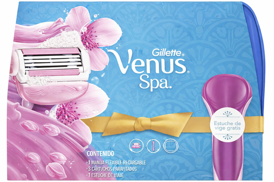 Kit Gillette Venus Spa Afeitadora + 3 Repuestos + Necessaire Original