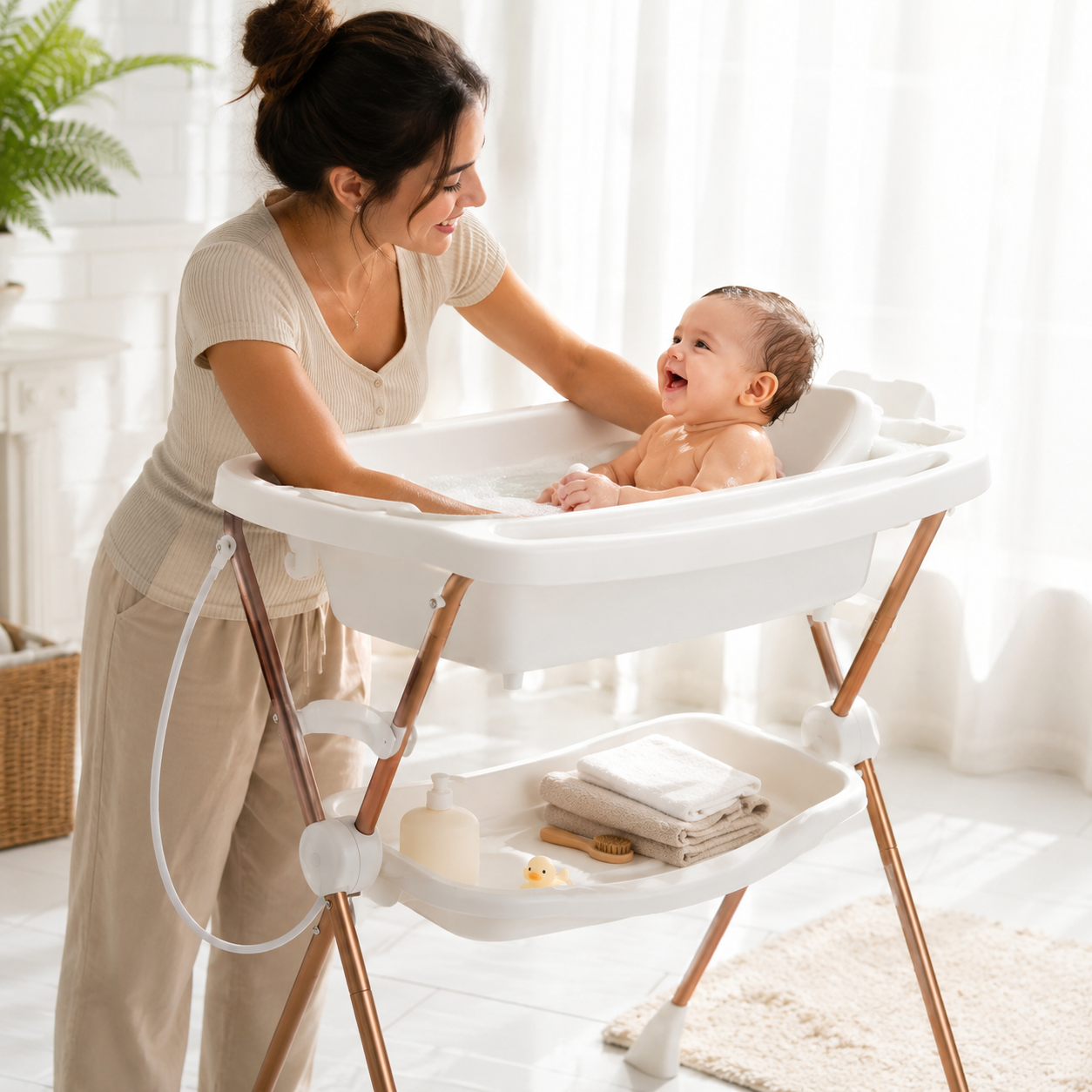 Bañera Para Bebé Con Soporte Plegable Burigotto
