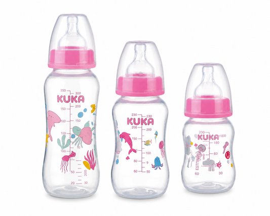 Pack Ahorro x3 Mamaderas Kuka Natural Plus Anatómicas Rosadas