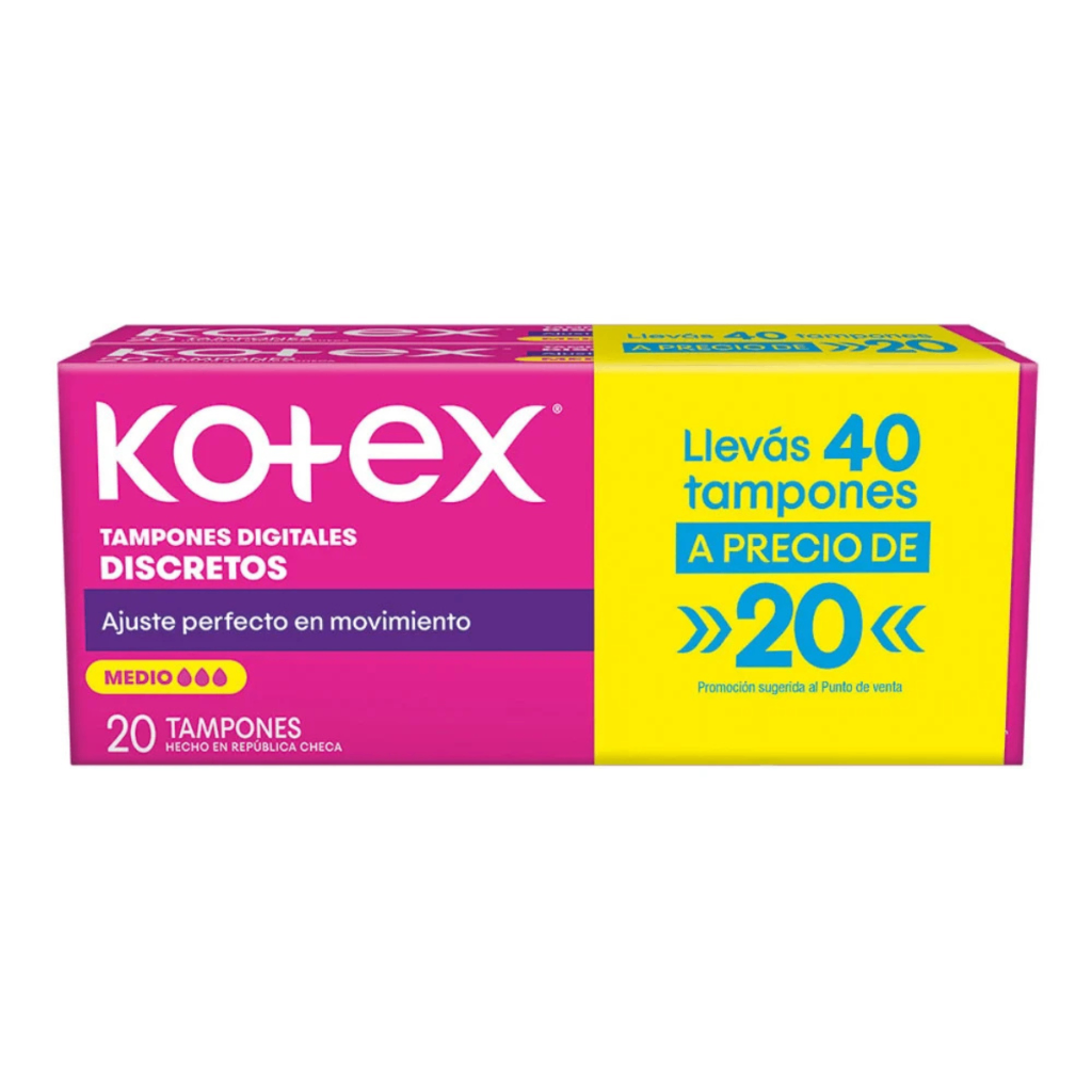 Kotex tampones Medio 2x1 - 40 Unidades