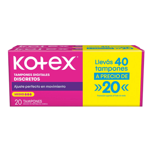 Kotex tampones Medio 2x1 - 40 Unidades