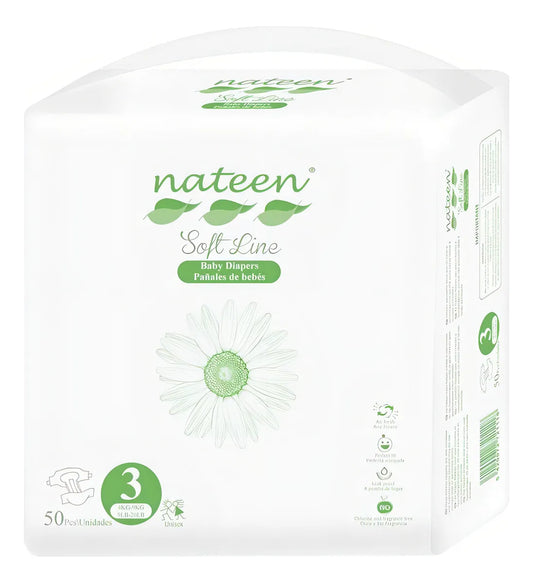 Pañales Ecológicos Nateen Soft Line M Talle  3 - 50 unidades