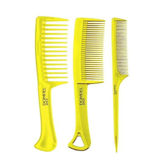 Pack 3 Peines Dompel Profesionales Amarillo – Fino y Ancho