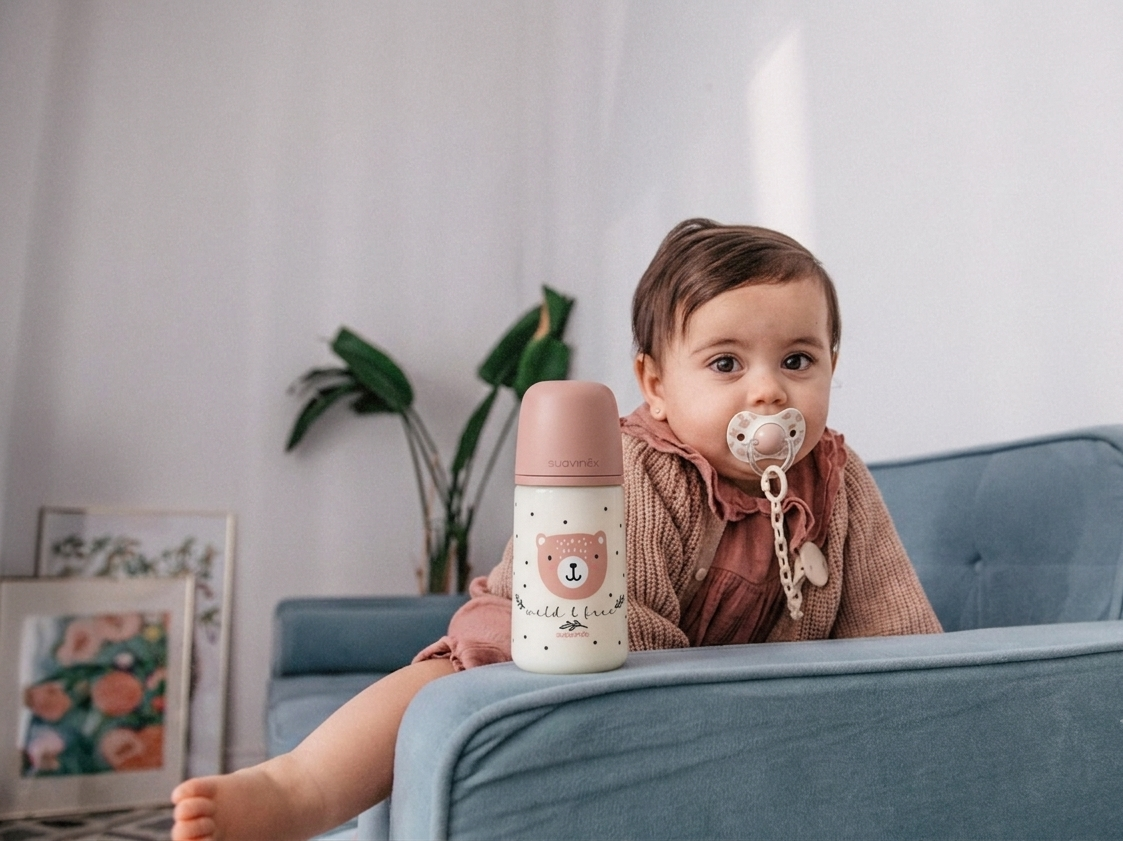 Mamadera SX PRO 270 ML 3-6M Oso Rosa Suavinex