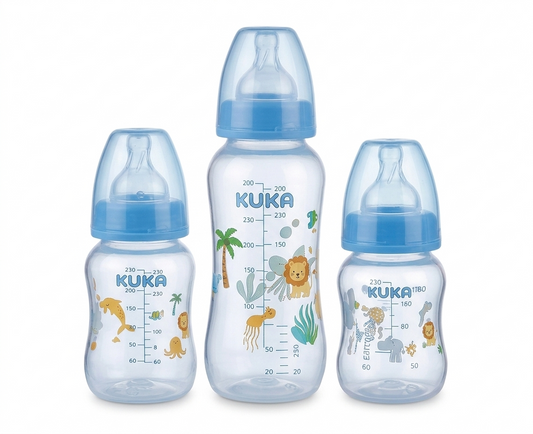 Pack Ahorro x3 Mamaderas Kuka Natural Plus Anatómicas Azules